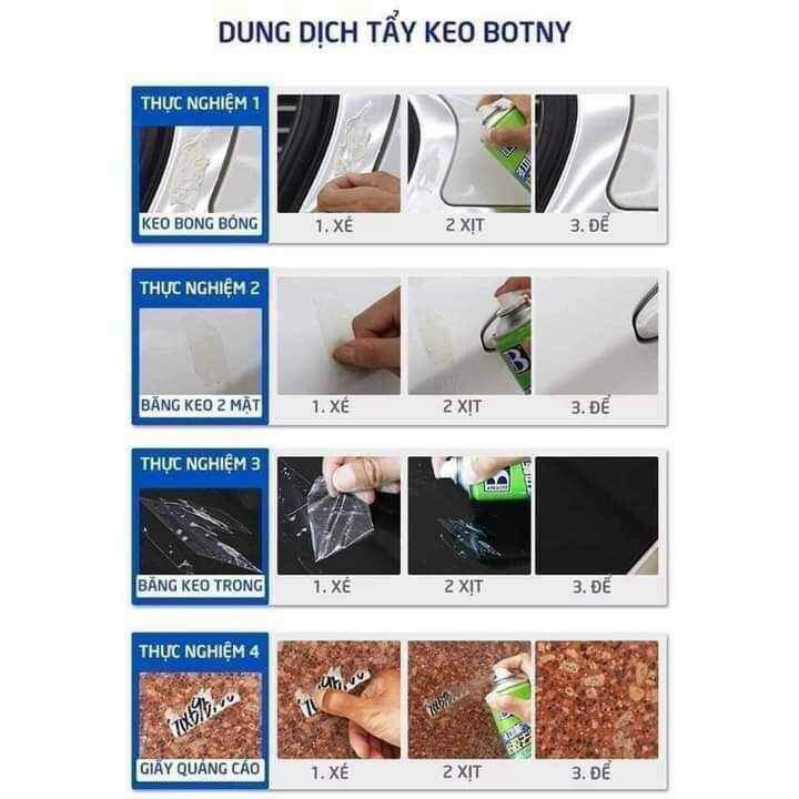 [BÁN GIÁ GỐC] Tẩy keo BOTNY, bình xịt tẩy keo 3m - Làm sạch keo 3M, băng dính, keo dán trên mọi bề mặt hiệu quả tiện lợi