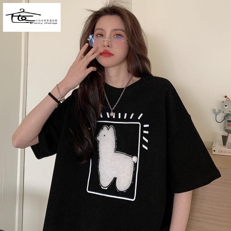 Áo Thun Tay Ngắn Dáng Rộng Phong Cách Harajuku Hồng Kông Cho Nữ