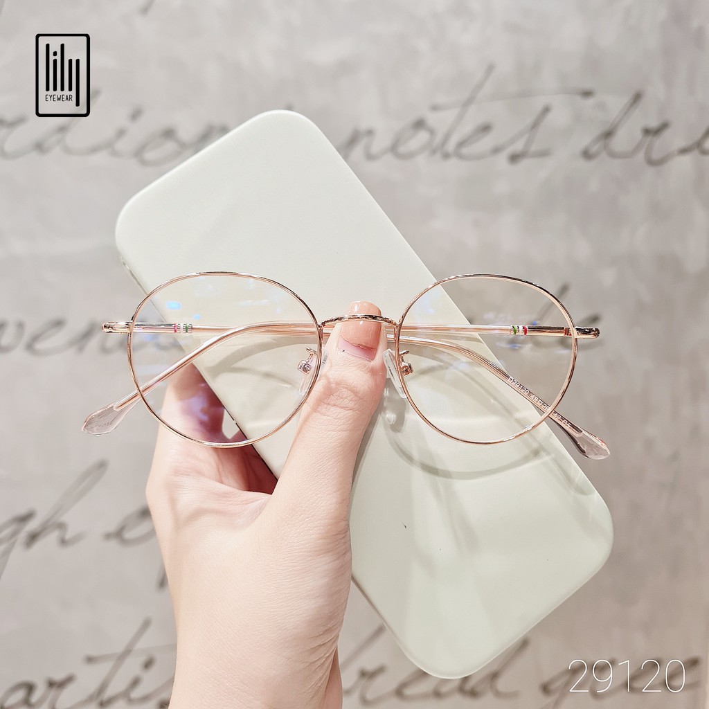 Gọng kính kim loại mắt tròn Lilyeyewear 29120 màu sắc thời trang càng kính nhẹ nhàng thoải mái