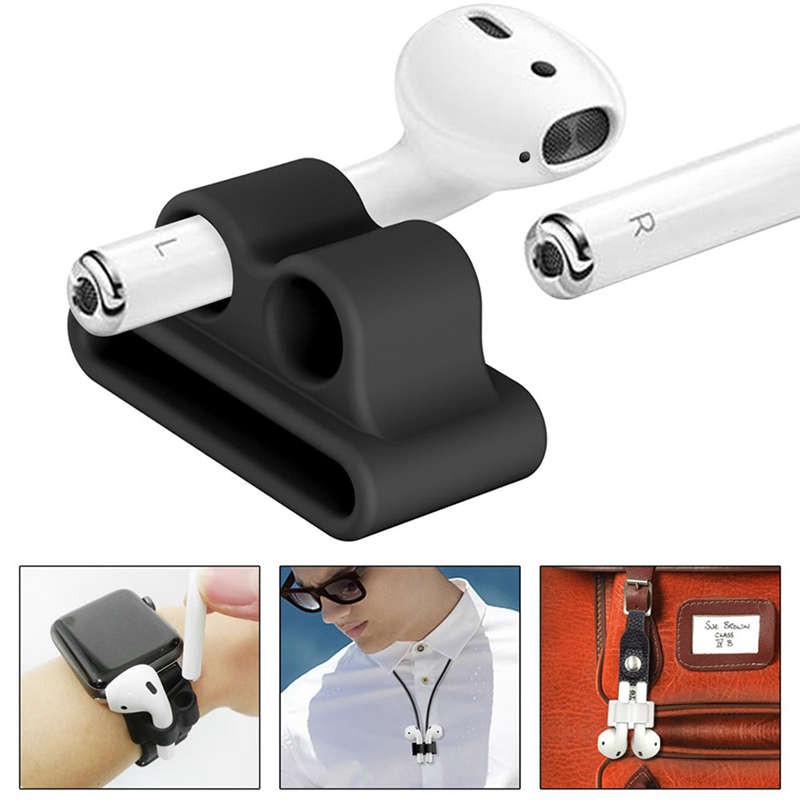 Bộ vỏ silicon bảo vệ hộp tai nghe + móc chìa khóa + 2 dây đeo chống thất lạc cho Apple Airpod