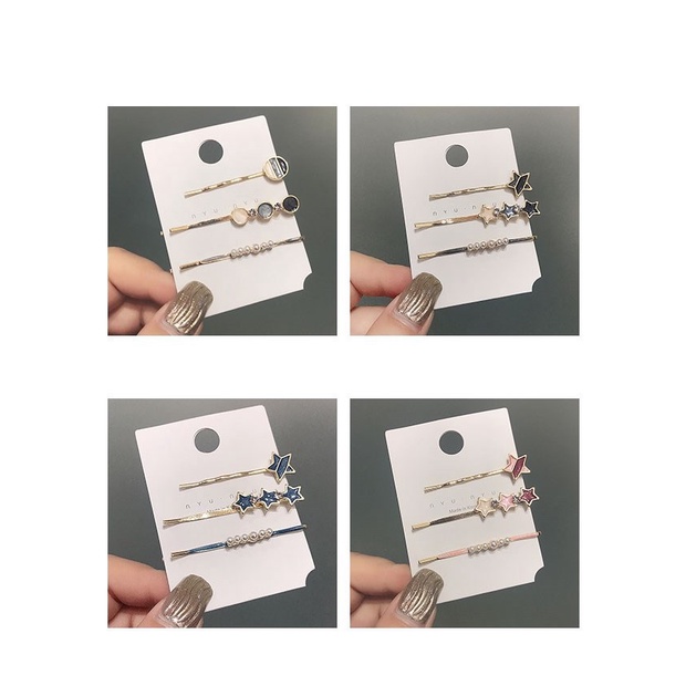 SET 3 kẹp tóc ngọc trai nhân tạo đá trong siêu xinh cho phái đẹp