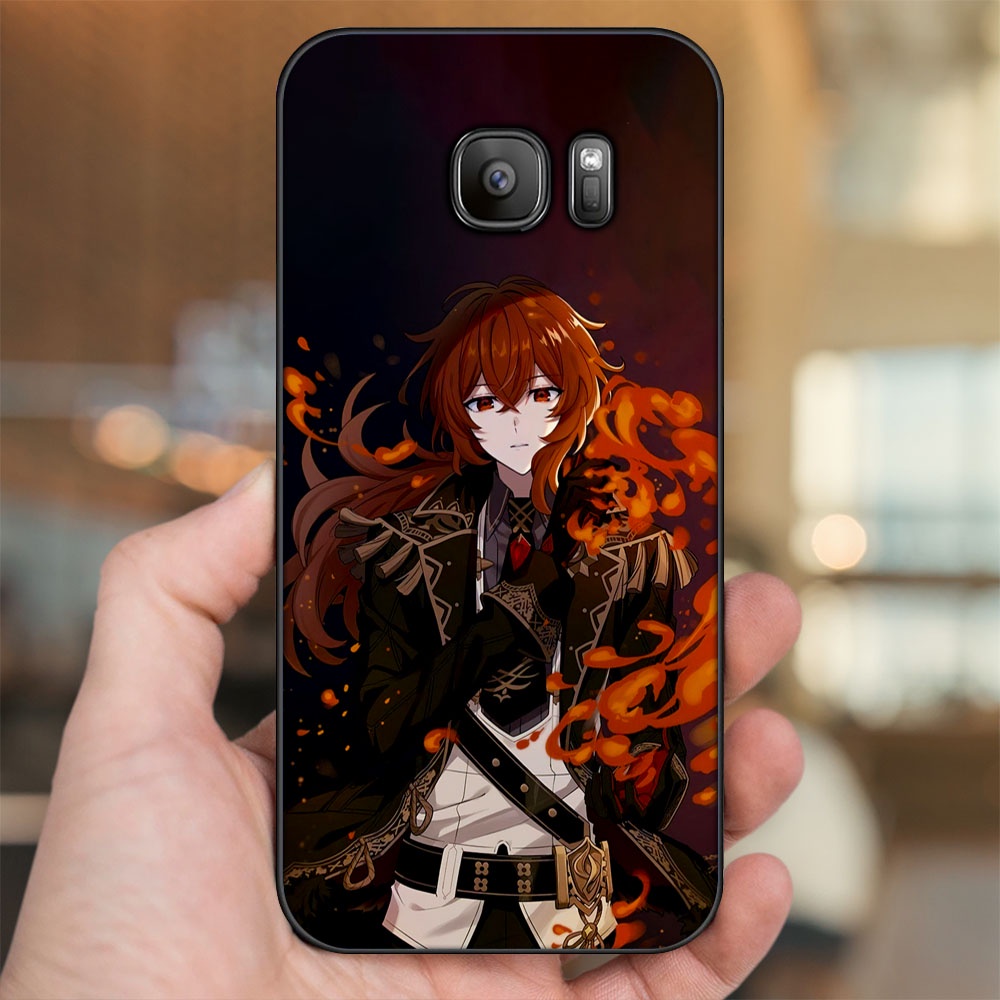 Ốp lưng Samsung S6, S6 Edge, S6 Edge Plus, S7, S7 Edge viền đen in hình Diluc Genshin Impact
