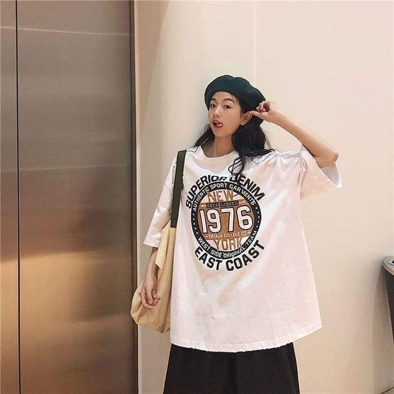 Áo Thun Nam Nữ Cổ Tròn Unisex Form Rộng 1976☘Phông Basic Cotton Oversize Sad boiz cá tính trend 2022 giá rẻ