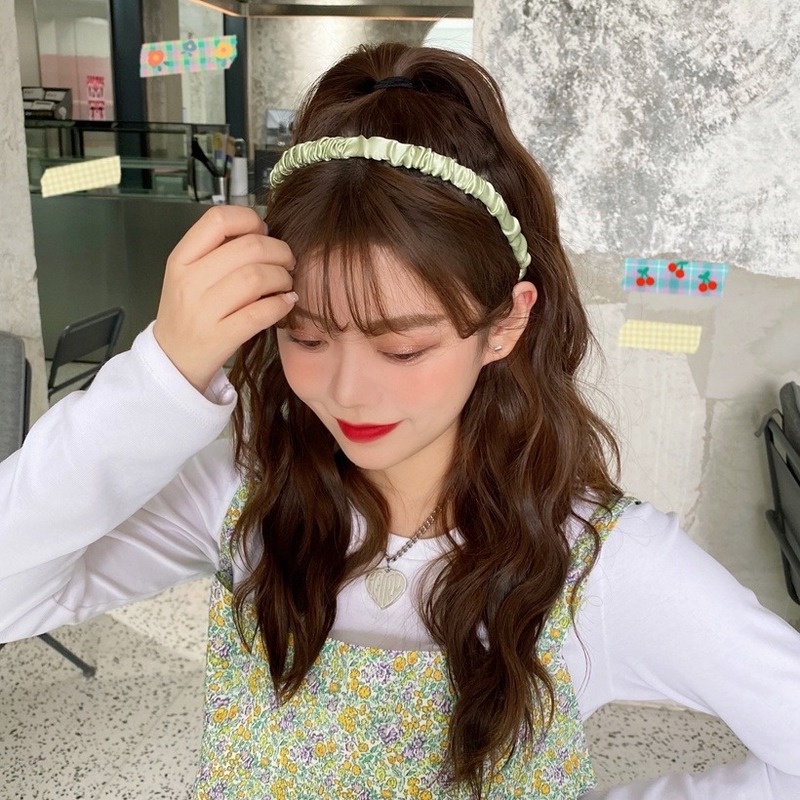 Băng đô vải Satin xếp ly phong cách Hàn Quốc ngọt ngào