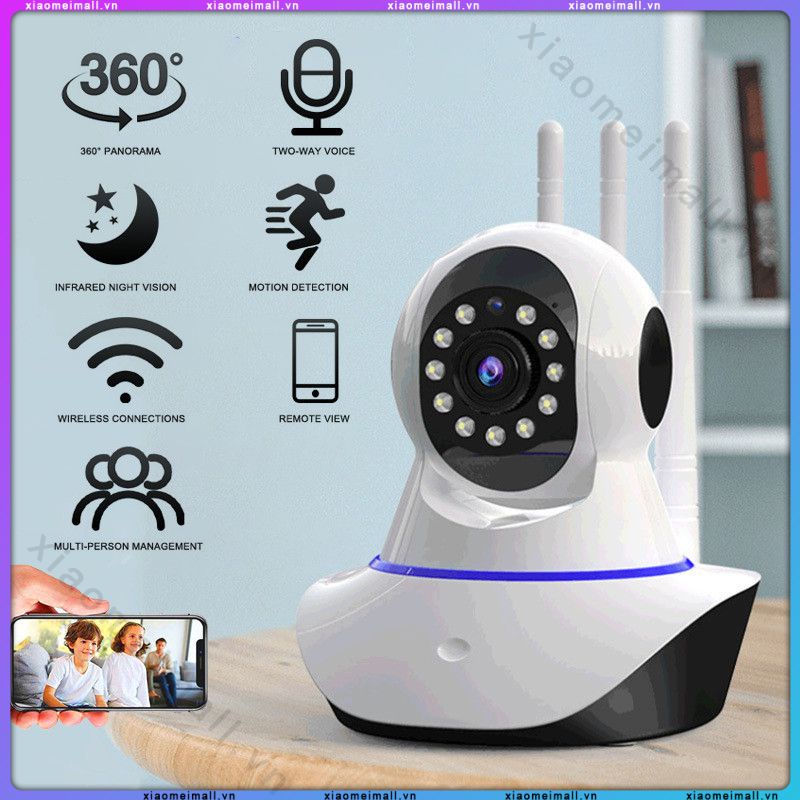 Camera Robot 3 Wifi Ip Anten Xoay 360 Độ Cho Bé Màn Hình Camera An Ninh (Xiaomeimall)
