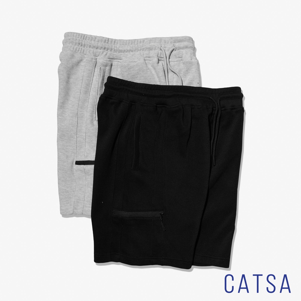 Quần short thun nam xám, đen CATSA form chuẩn, đẹp, thể thao QSJ057 - QSJ059