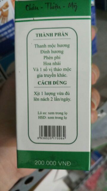 Hôi nách, hôi chân Thanh Mộc Hương