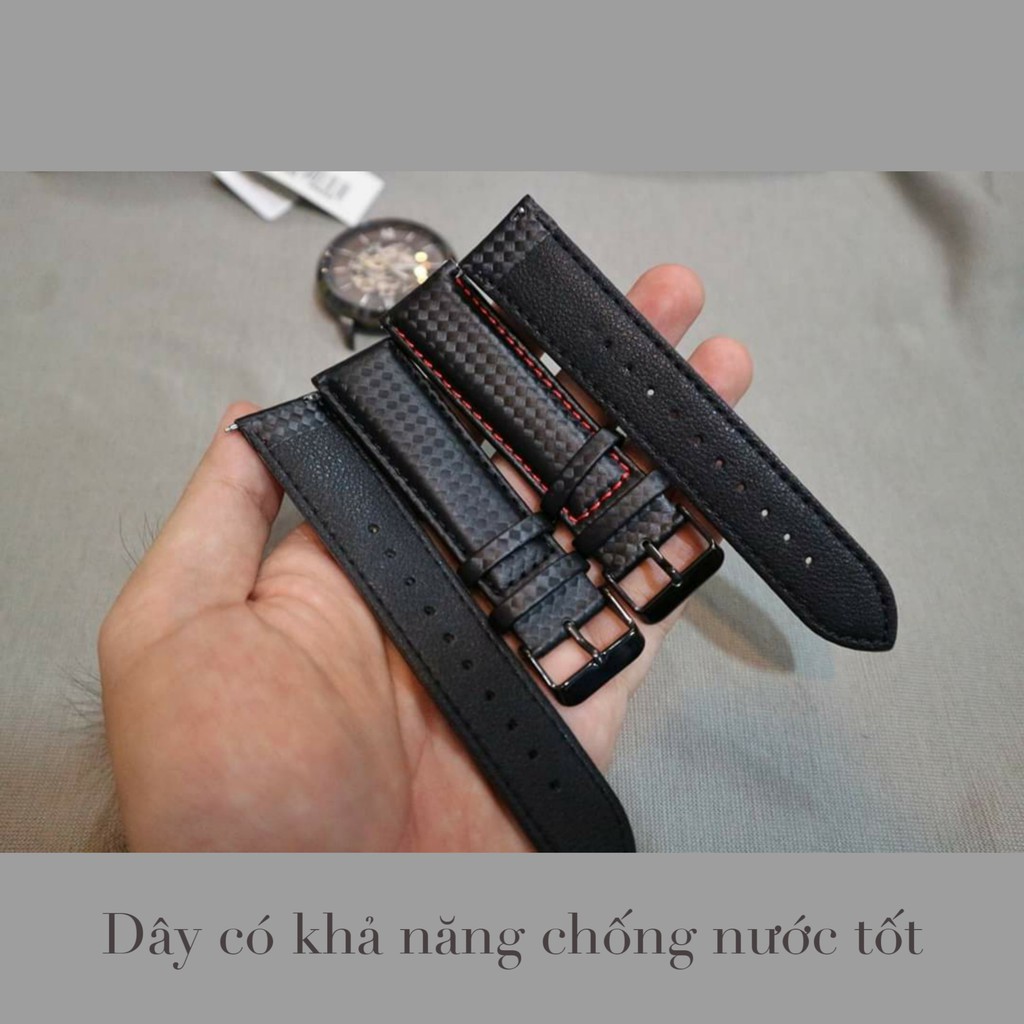 Dây đồng hồ Carbon size 20/22 có chốt thông minh