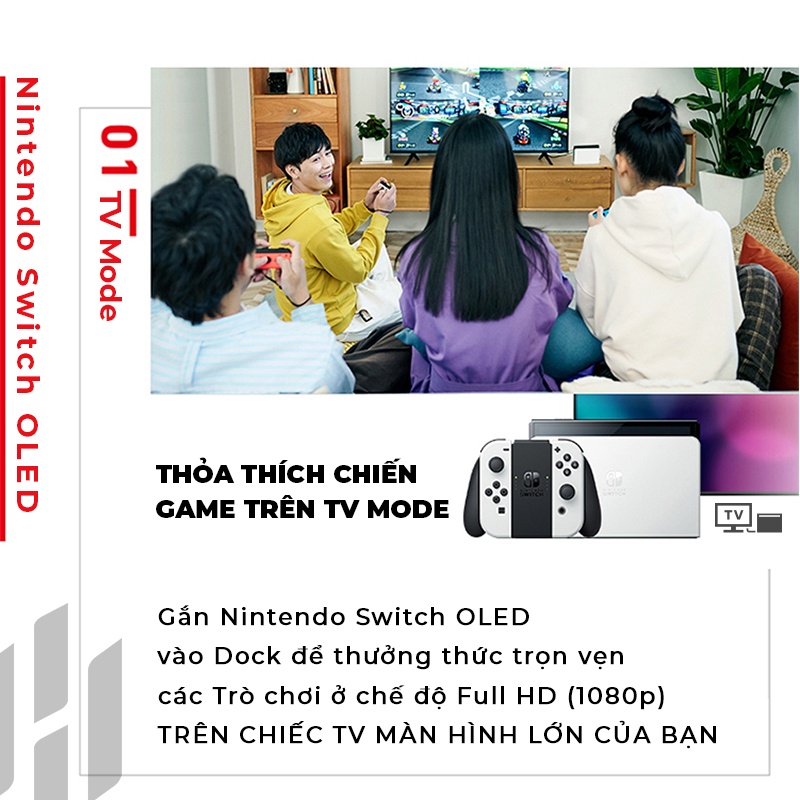Máy Nintendo Switch Oled Model 2022 chơi game cầm tay bộ nhớ 64GB màn hình OLED 7inch giá rẻ 2 màu Neon/White trắng