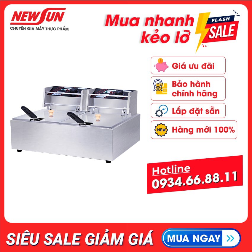 ⚡ Ưu đãi mùa dịch⚡Bếp chiên, bếp nhúng đôi công nghiệp cao cấp ZL 82 NEWSUN, dung tích 11L - Bảo hành 12 tháng