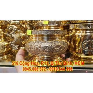 Bát hương size 2, đồng vàng cao cấp vĩnh Tiến