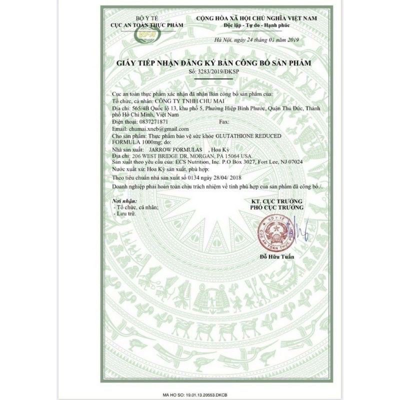 Viên uống trắng da GLUTATHION 1000mg Làm trắng da