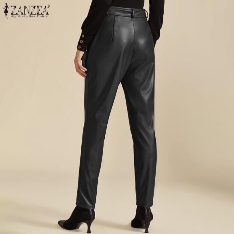 Quần Dài ZANZEA  Chất Liệu Da Ống Rộng Thời Trang Cho Nữ