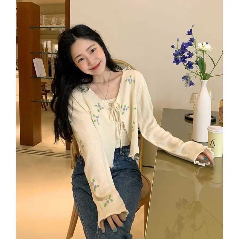 [ORDER TAOBAO] SET ÁO CARDIGAN THÊU HOA | BigBuy360 - bigbuy360.vn