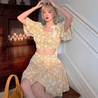 Set váy áo hoa cúc baby ulzzang