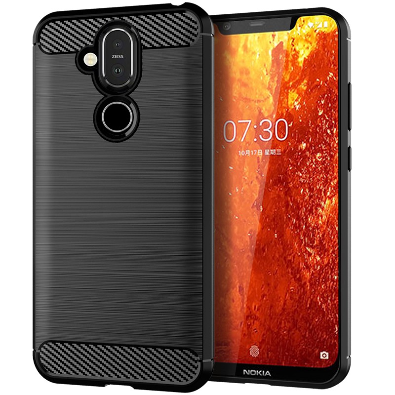 Ốp Điện Thoại Tpu Dẻo Họa Tiết Sợi Carbon Chống Sốc Cho Nokia 8.1 Nokia8.1