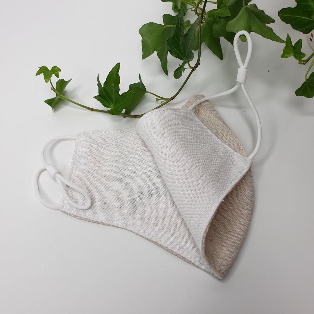 Khẩu trang thêu tay vải linen JL129