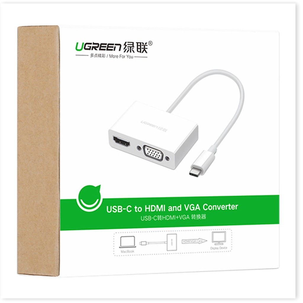 Cáp Chuyển Đổi Ugreen USB Type-C Sang VGA HDMI 30843 (15cm) - Hàng Chính Hãng