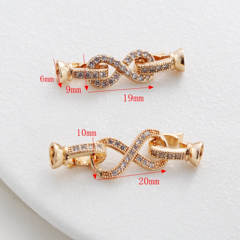 Phụ Kiện Trang Sức Vòng Cổ/Vòng Tay/Dây Chuyền 14k Đính Đá Zircon Size 8 Hai Đầu Khóa Cài diy