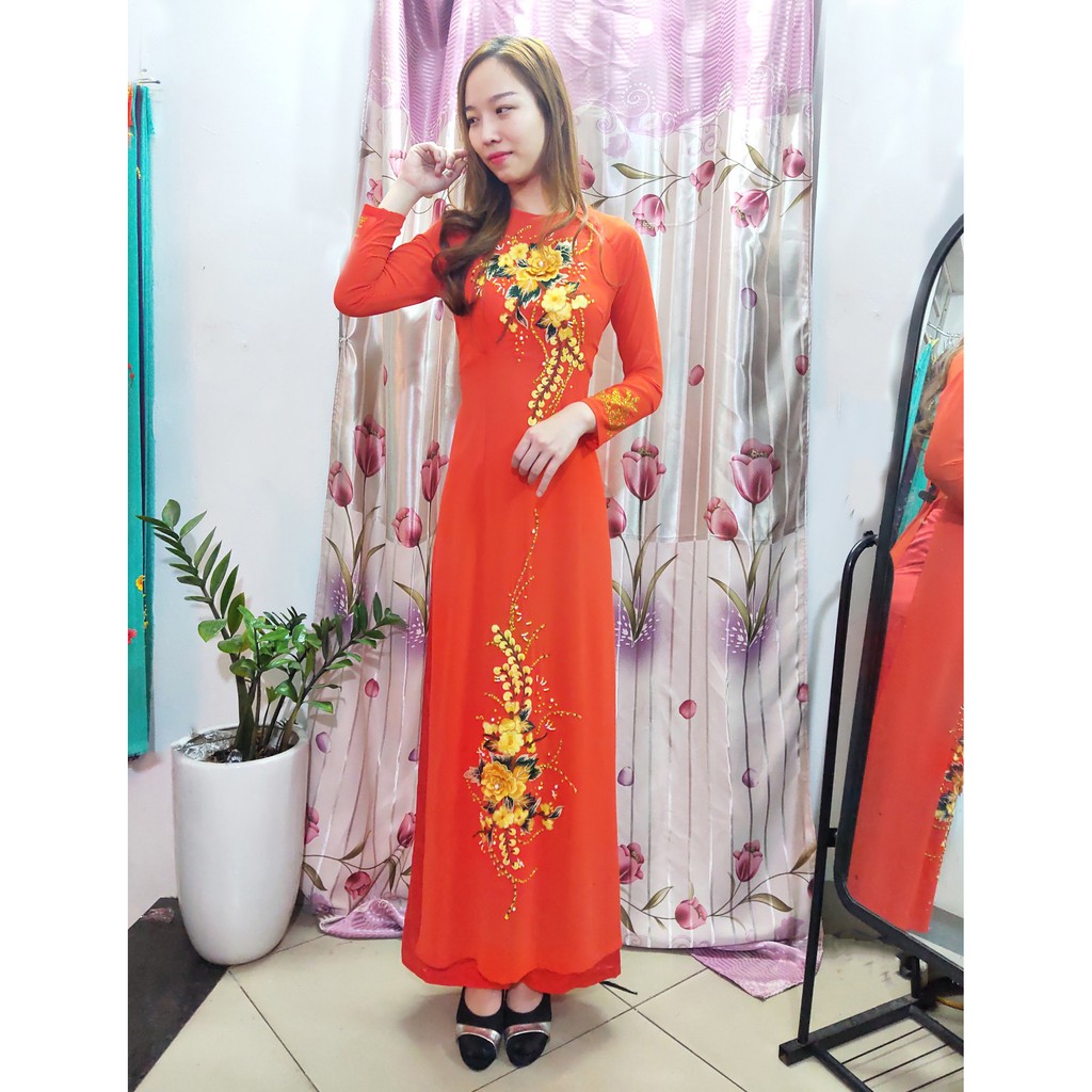 ÁO DÀI TRUYỀN THỐNG HOA ĐÁ ĐÍNH KIM SA, ÁO DÀI NỮ, ÁO DÀI ĐẸP