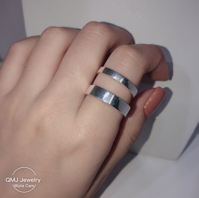 Nhẫn đôi bạc QMJ Đơn giản thiết kế bản trơn cá tính có thể khắc chữ lazer, bạc 925 cao cấp, nhẫn thời trang đẹp