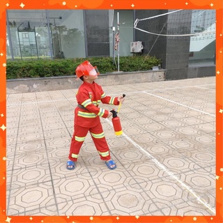Trang phục cứu hỏa trẻ em kèm bình xịt (tặng bộ đàm)