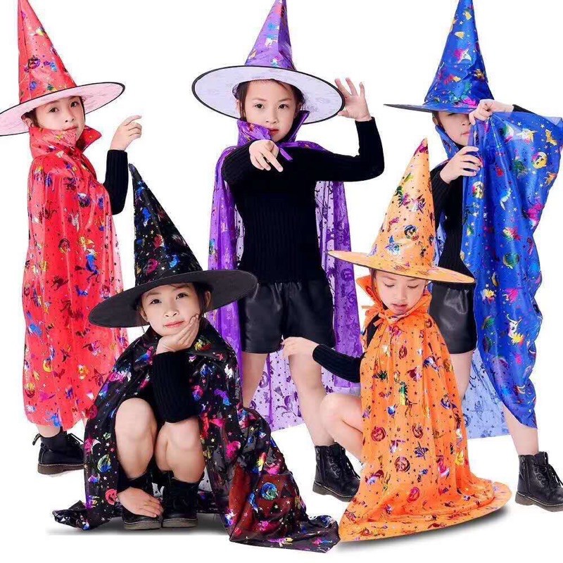 áo choàng phù thủy kèm mũ 80-1m2 hoá trang cosplay haloween | BigBuy360 - bigbuy360.vn