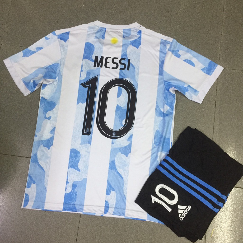Bộ quần áo Bóng đá Ngôi sao Messi Argentina mới 2021-Áo đá banh đẹp