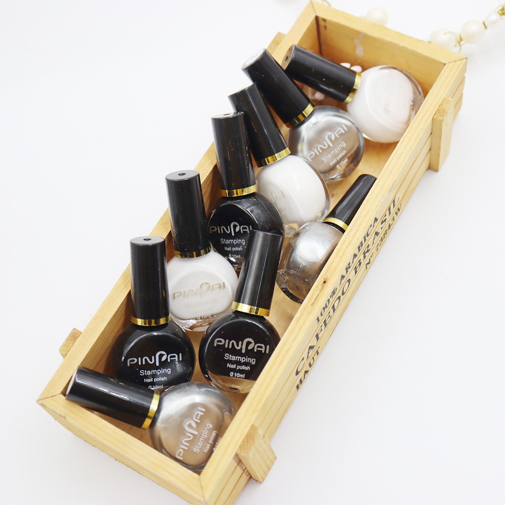 Sơn In Móng Tay Mực In Nail Móng Pinpai Chính Hãng Trắng Đen Vàng Bạc10ml