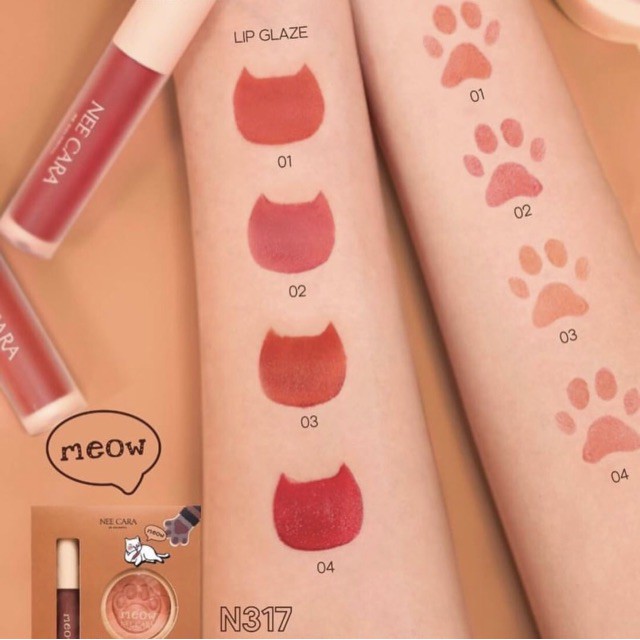 [SALE SỐC] Set má hồng và son môi Meow Nee Cara Blush &amp; Lip Glaze Make Up Kits