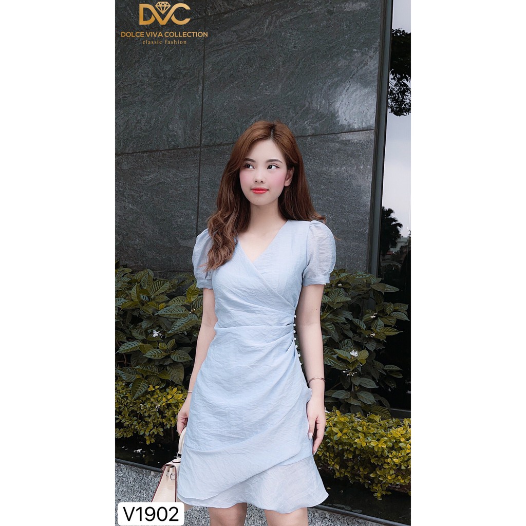 Váy xanh xòe eo đính ngọc V1902  - Đẹp Shop DVC (Kèm ảnh thật trải sàn do shop tự chụp) | BigBuy360 - bigbuy360.vn