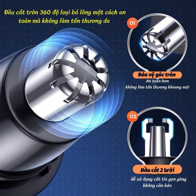Máy tỉa lông mũi,máy cạo râu mini pin sạc điện usb,hàng cao cấp, chống giật lôngmũi,chống thấm nước tiện lợi