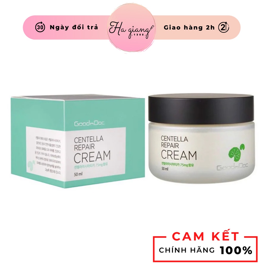 Kem dưỡng ẩm phục hồi rau má GoodnDoc Centella Repair Cream giúp trắng sáng và phục hồi sau tổn thương 50ml