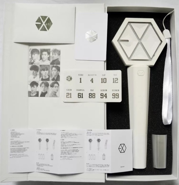 Lightstick EXO PHARYNX BONG ver 2 đèn cổ vũ nhóm nhạc EXO hộp gấp trắng thay chuôi bạc unoff