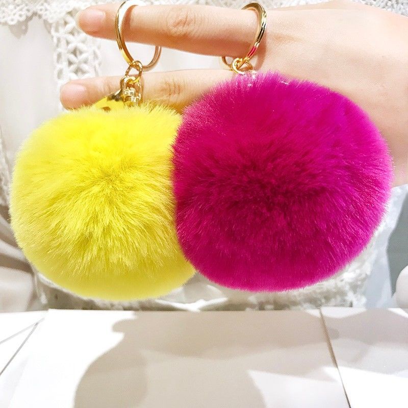 Phụ kiện handmade cục bông treo túi phụ kiện trang trí túi xách trang trí balo charm móc khoá charm đeo túi Móc Khóa Banh Lông Thỏ Dễ Thương Sáng Tạo