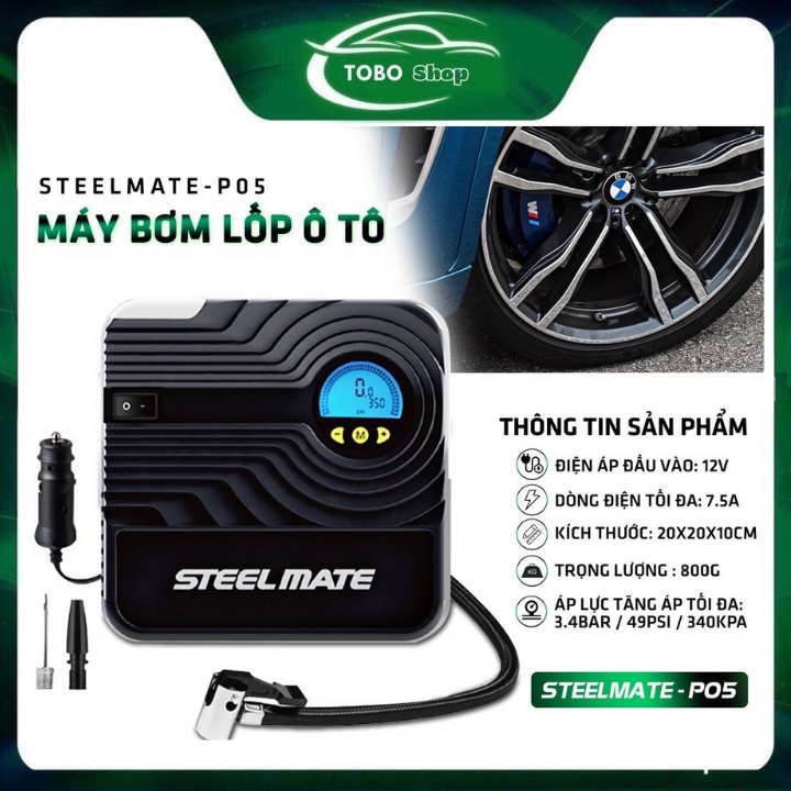 Bơm lốp ô tô ⚡️𝐅𝐑𝐄𝐄 𝐒𝐇𝐈𝐏⚡️ bơm xe ô tô Steelmate chính hãng P03 và P05 (Tự ngắt ) - BH 12 tháng -1 đổi 1 30 ngày!