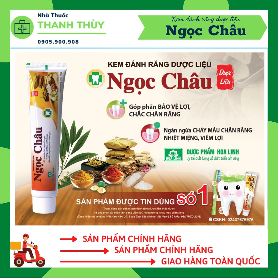 Kem Đánh Răng Dược Liệu NGỌC CHÂU 100g Giúp Bảo Vệ Lợi ,Nướu, Làm Chắc Chân Răng, Ngăn Ngừa Nhiệt Miệng