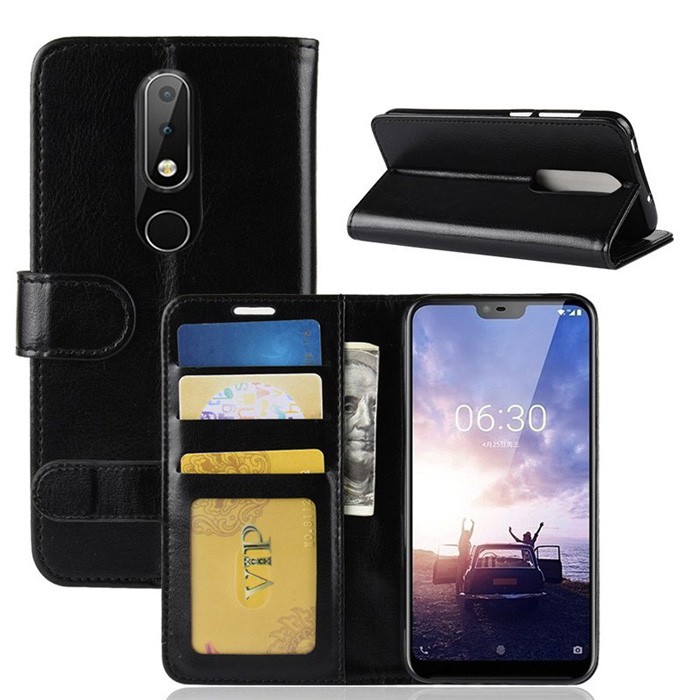 Bao da Nokia X6 2018 / Nokia 6.1 Plus LT Wallet Leather dạng ví đa năng - khung mềm