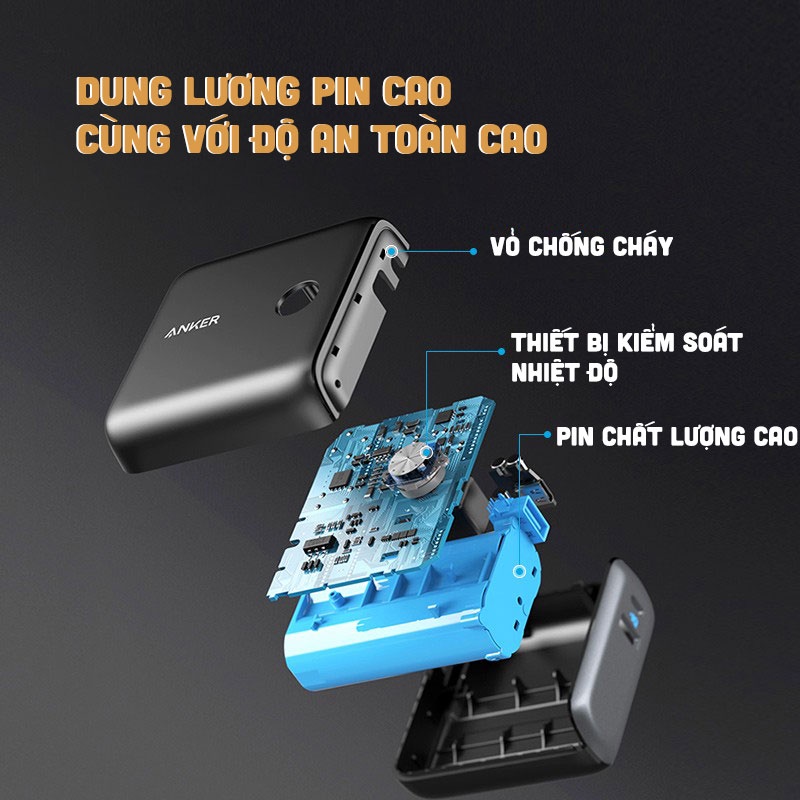 Củ Sạc Nhanh Kiêm Pin Dự Phòng Anker PowerCore Fusion 10000mAh PD 20W, Hỗ Trợ 2 Cổng Sạc Type C Va USB - A1623