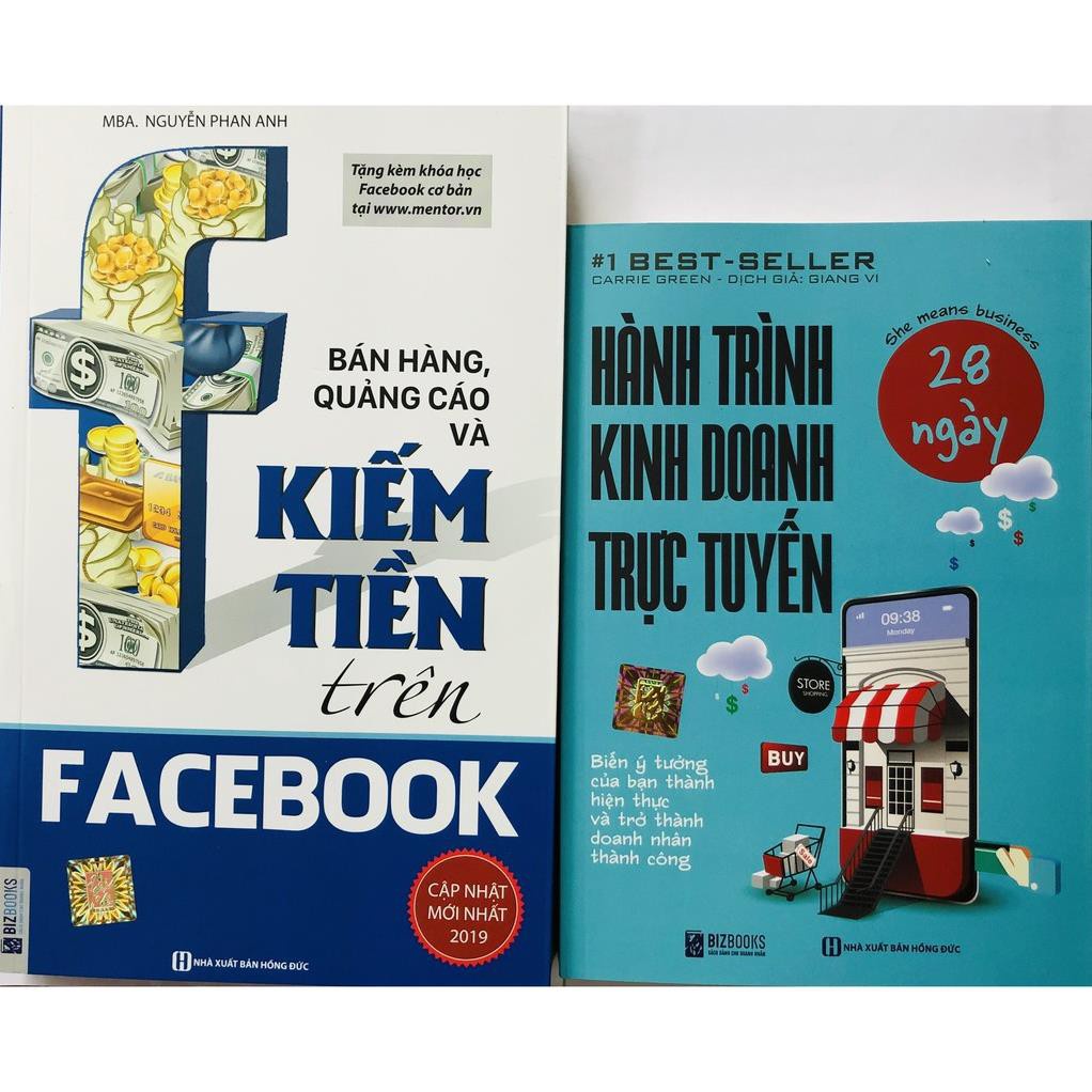 Sách - Combo Hành trình kinh doanh trực tuyến 28 ngày+Bán hàng, quảng cáo và kiếm tiền trên Facebook