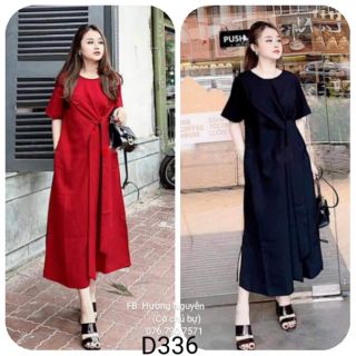 Đầm suông cột eo bigsize d336