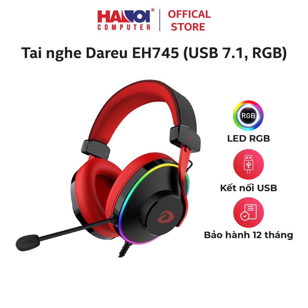 Tai nghe Dareu EH745 (USB 7.1, RGB) Micro chất lượng cao, bộ điều khiển tiện dụng
