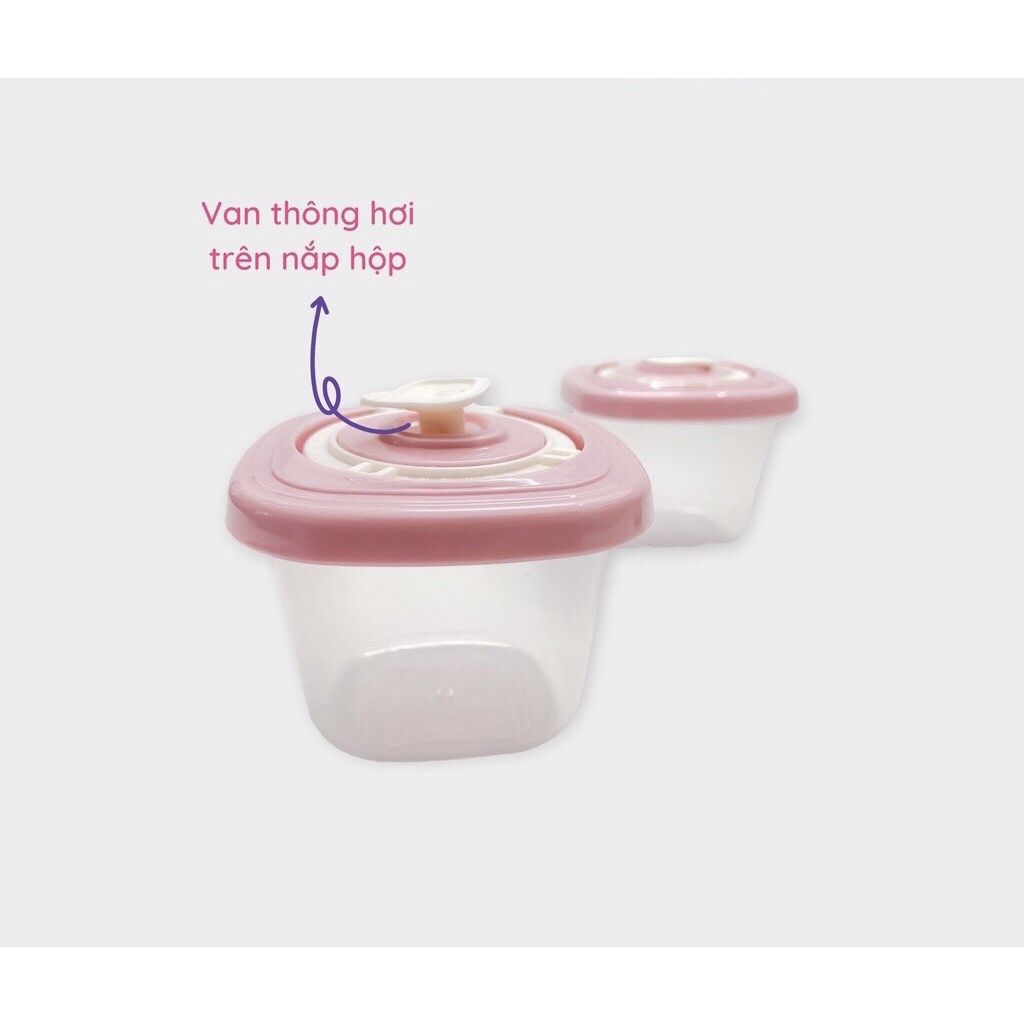 Hộp Trữ Đông Cao Cấp, Hộp Trữ Đồ Ăn Dặm Cho Bé 120ml Misuta, Dùng Được Trong Lò Vi Sóng, Đặt Lịch Ngày Trữ Đông Babibu