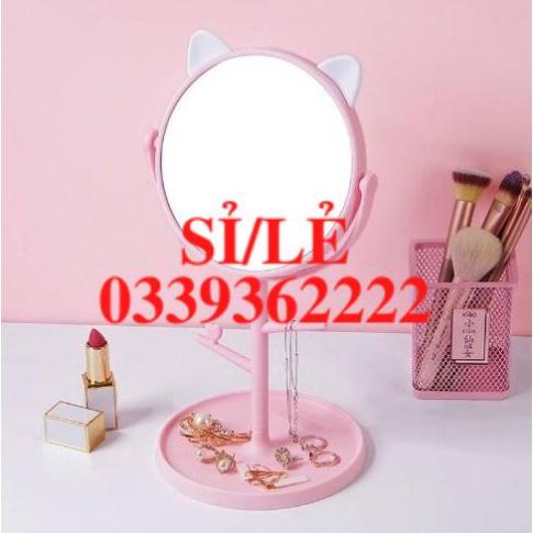 [ HAIANHSHOP ] Gương Trang Điểm Để Bàn Tai Mèo Dễ Thương - Gương Neko Để Bàn Xoay 360 phong cách Hàn Quốc Duashop &gt;