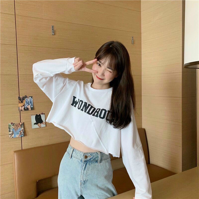 Áo thun nữ tay dài croptop WONDROUS