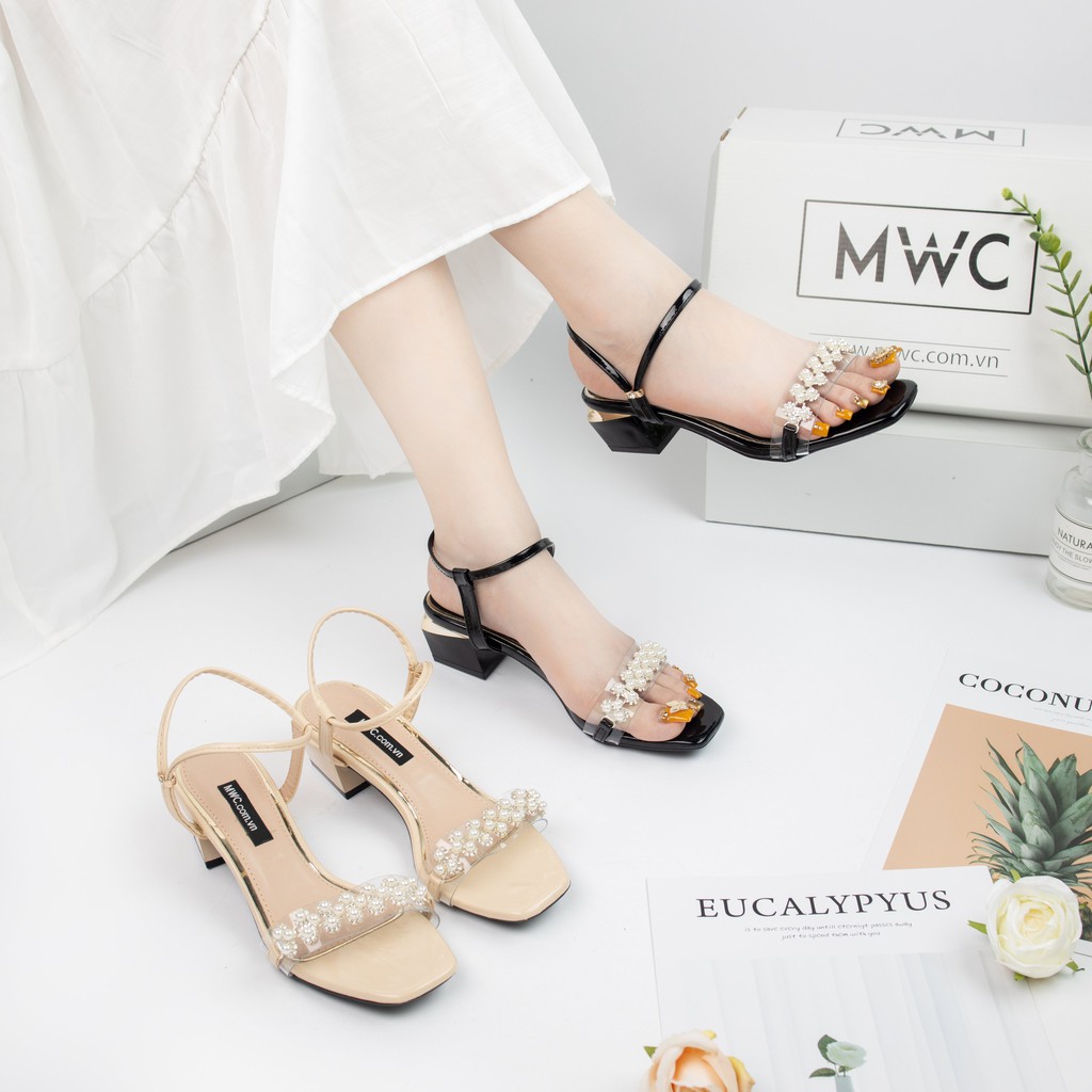 GIÀY CAO GÓT NỮ MWC- GIÀY CAO GÓT SANDAL- CAO GÓT ĐẾ VUÔNG 5CM - CAO GÓT QUAI TRONG SANG TRỌNG NỔI BẬT NUCG-3936