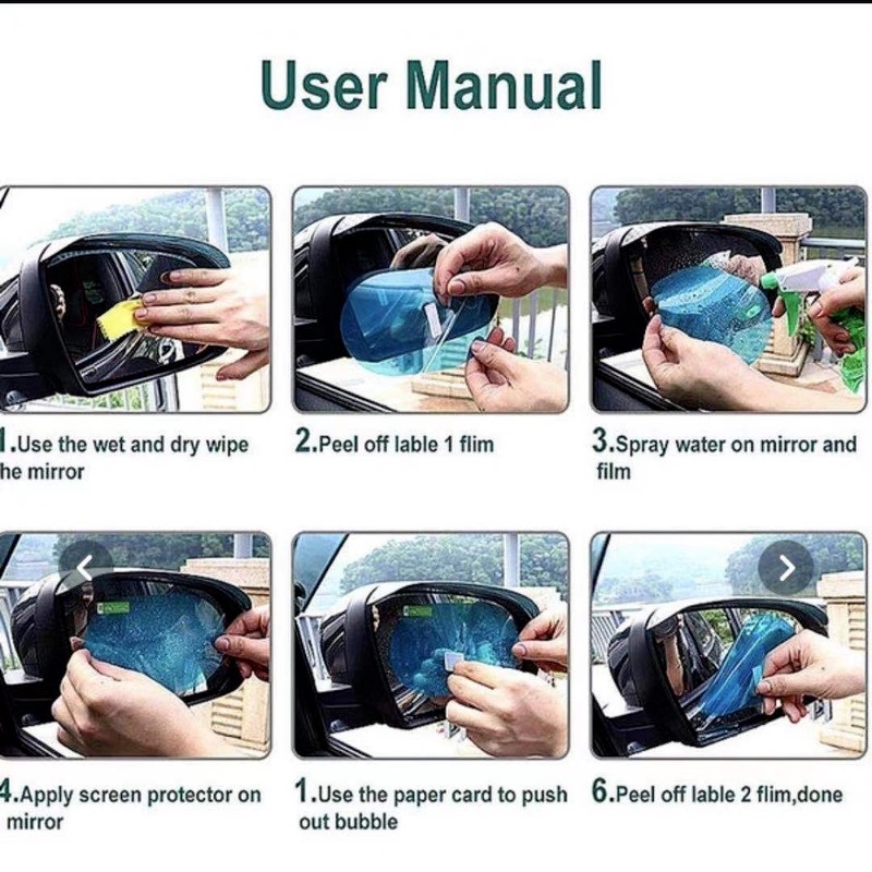 Set 2 Miếng Dán Chống Sương Mù/Nước Mưa Cho Kính Chiếu Hậu Xe Hơi