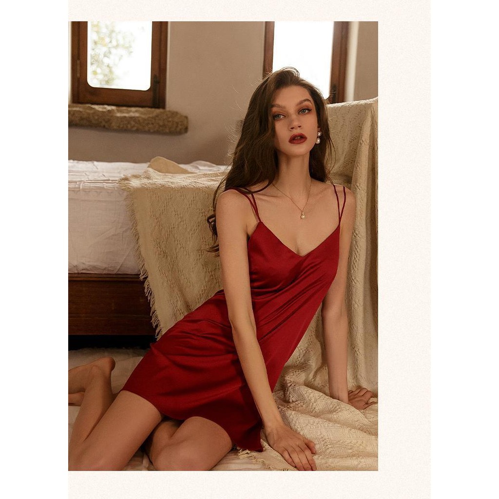 (M.79) Váy ngủ sexy lụa trơn cao cấp Đầm mặc nhà gợi cảm quyến rũ kiểu basic | BigBuy360 - bigbuy360.vn