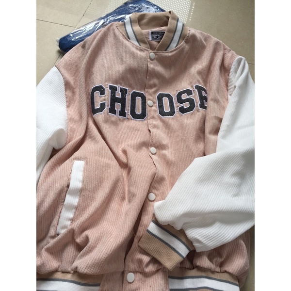 Áo khoác bomber kaki nhung gân thêu unisex ulzzang nam nữ