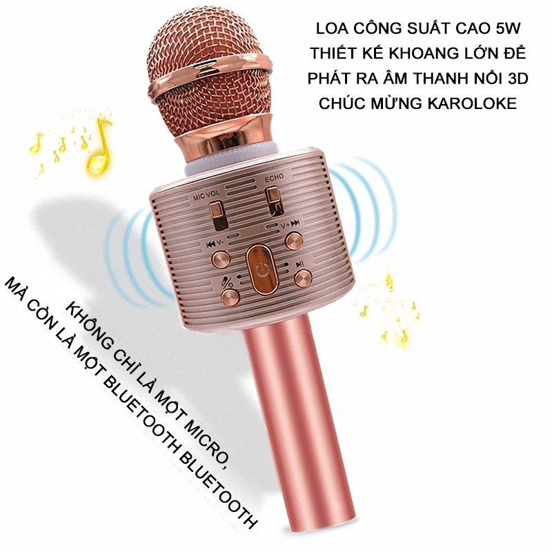 mic hát karaoke cầm tay mini - Micro karaoke bluetooth không dâymicro karaoke gia đình Âm thanh nổi 3D [NBHTV6]